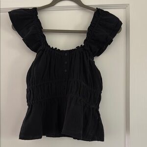 Steve Madden Black Ruffled Peplum Blouse